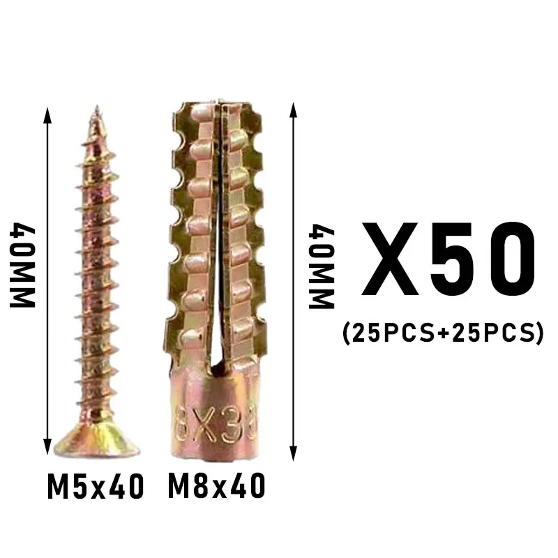 100pcsMetal Expansion Screws, Serrated BarbedCement Anchors anchors for drywall galvanized expansion bolts fixing curtain fixing curtain Heavy-duty steel wall anchor bolt screw kit for use with cement walls and hollow bricks expansion bolt wooden concrete