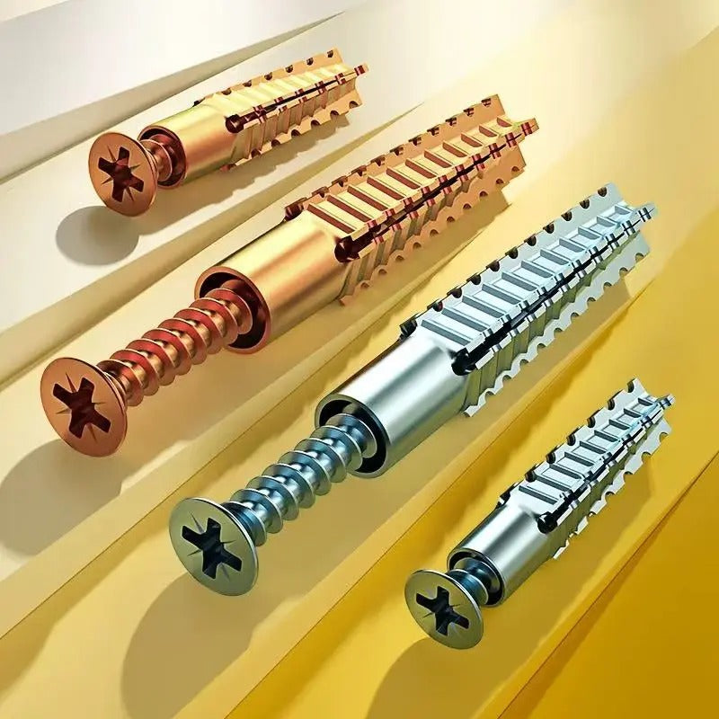 100pcsMetal Expansion Screws, Serrated BarbedCement Anchors anchors for drywall galvanized expansion bolts fixing curtain fixing curtain Heavy-duty steel wall anchor bolt screw kit for use with cement walls and hollow bricks expansion bolt wooden concrete