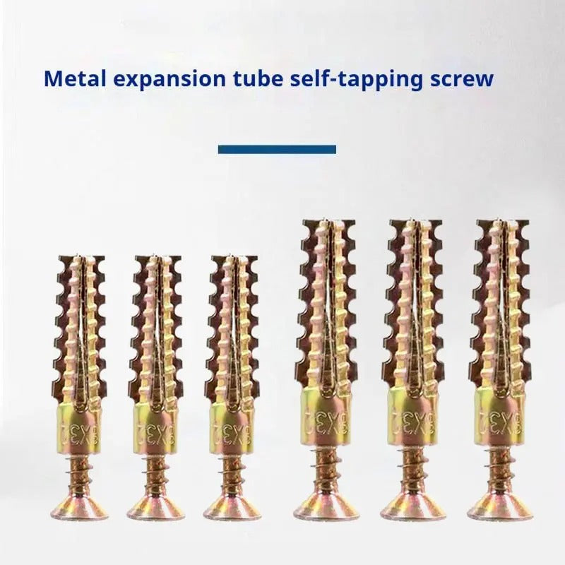 100pcsMetal Expansion Screws, Serrated BarbedCement Anchors anchors for drywall galvanized expansion bolts fixing curtain fixing curtain Heavy-duty steel wall anchor bolt screw kit for use with cement walls and hollow bricks expansion bolt wooden concrete