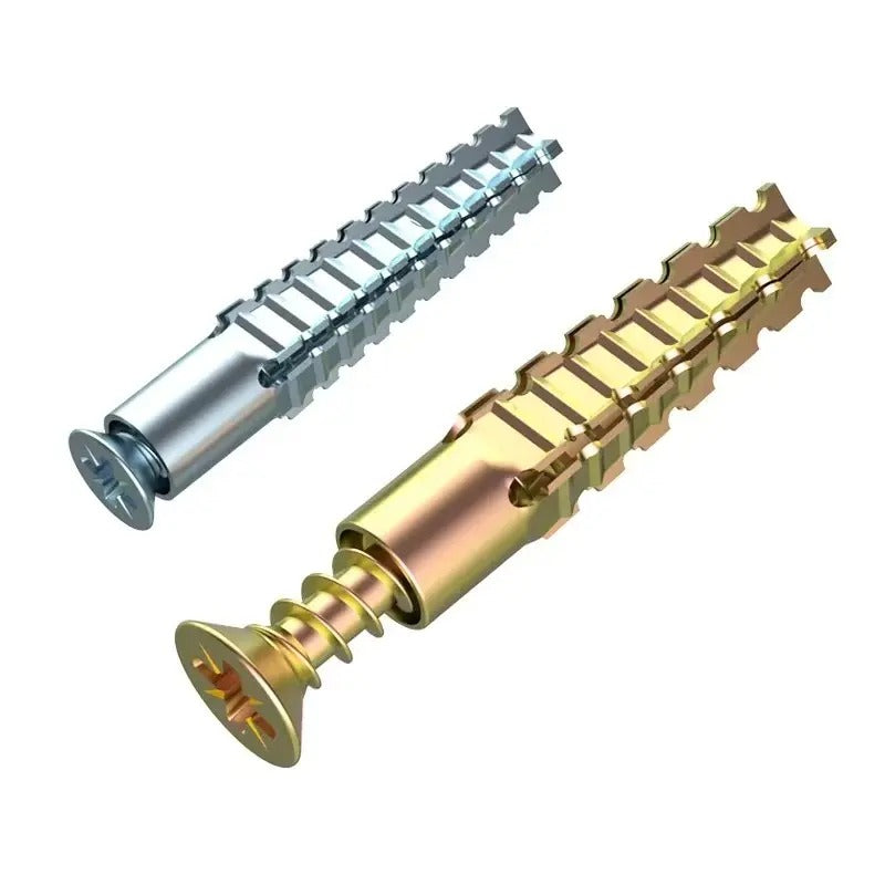 100pcsMetal Expansion Screws, Serrated BarbedCement Anchors anchors for drywall galvanized expansion bolts fixing curtain fixing curtain Heavy-duty steel wall anchor bolt screw kit for use with cement walls and hollow bricks expansion bolt wooden concrete