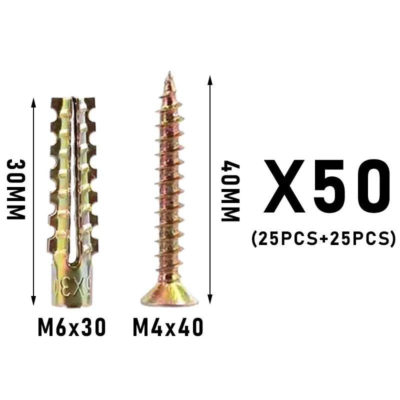 100pcsMetal Expansion Screws, Serrated BarbedCement Anchors anchors for drywall galvanized expansion bolts fixing curtain fixing curtain Heavy-duty steel wall anchor bolt screw kit for use with cement walls and hollow bricks expansion bolt wooden concrete