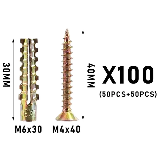 100pcsMetal Expansion Screws, Serrated BarbedCement Anchors anchors for drywall galvanized expansion bolts fixing curtain fixing curtain Heavy-duty steel wall anchor bolt screw kit for use with cement walls and hollow bricks expansion bolt wooden concrete