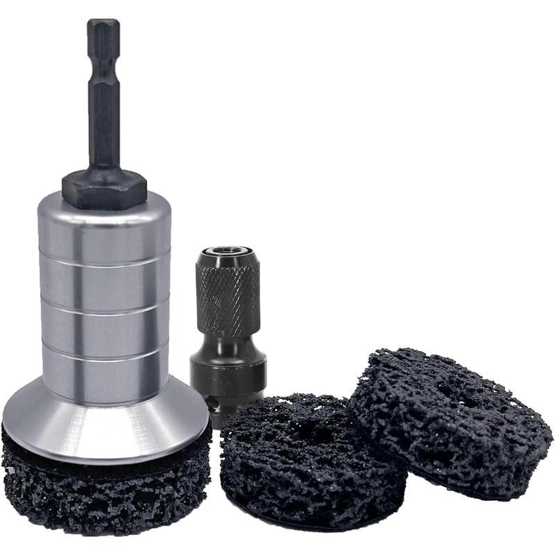 Wheel Hub Cleaning Kit,Brake Hub Cleaning Kit Includes 3 Pads,Holder and Adapter,Fits Power Drill or 1/2" Impact Driven Wrenches
