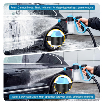 Car Wash Foam Gun for Garden Hose, Foam Cannon Kit with Microfiber Wash Mitt, Extra Nozzle, 3 Spray Modes & 50% Higher Water Pressure, Hose Foam Blaster for Cars, Trucks, RVs, Motorcycles