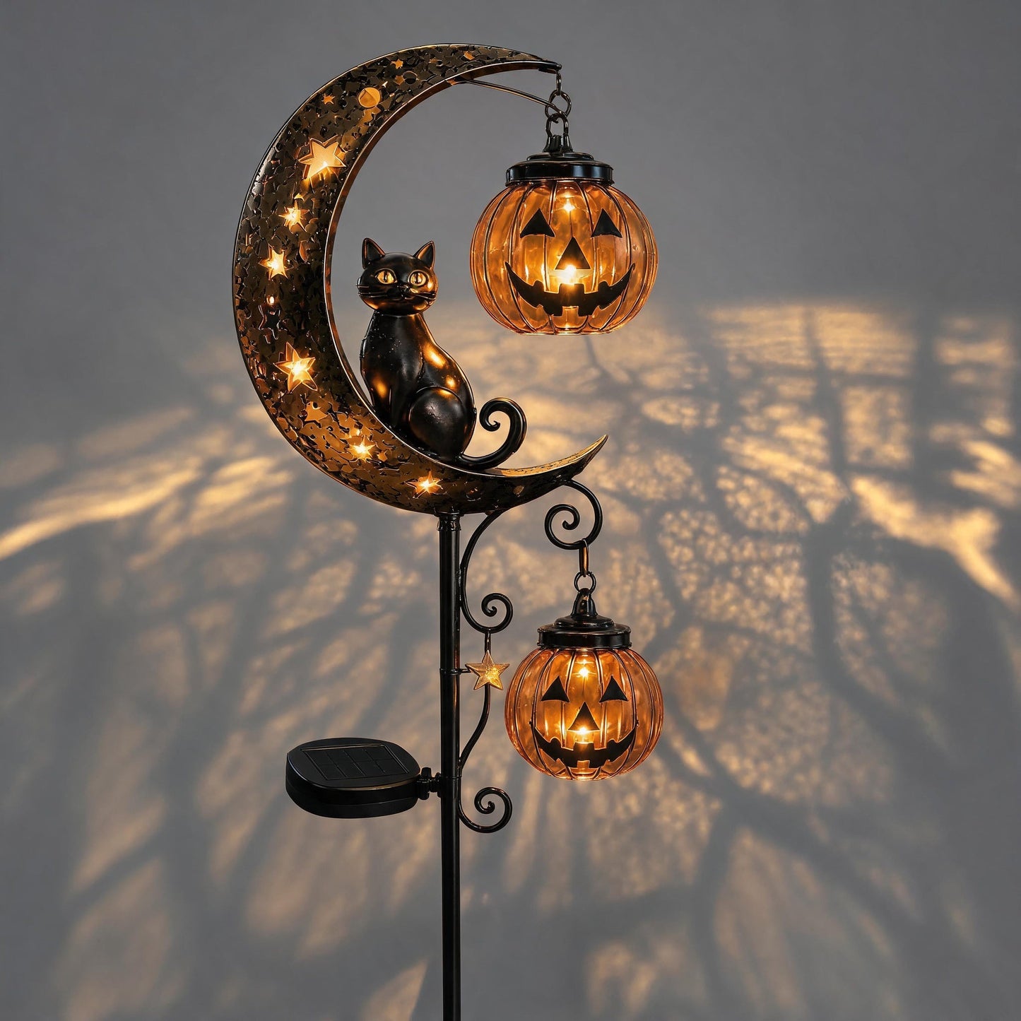 🔥Last Chance Before They're Gone! Solar Halloween Black Cat Moon Garden Stake Light 🎃🐈‍⬛🌙