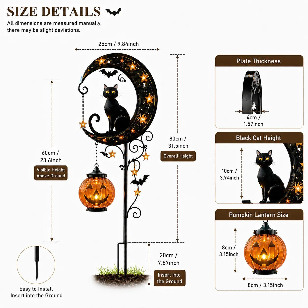 🔥Last Chance Before They're Gone! Solar Halloween Black Cat Moon Garden Stake Light 🎃🐈‍⬛🌙