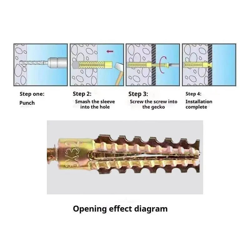 100pcsMetal Expansion Screws, Serrated BarbedCement Anchors anchors for drywall galvanized expansion bolts fixing curtain fixing curtain Heavy-duty steel wall anchor bolt screw kit for use with cement walls and hollow bricks expansion bolt wooden concrete