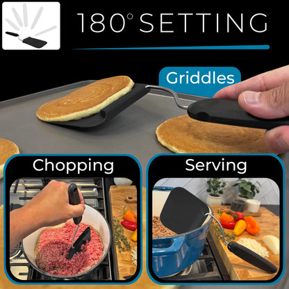 Spatula with adjustable angles, a must have kitchen gadget! Kitchen accessories should serve a purpose! Perfect for Air Fryers, griddles and everything in-between! Includes 2 Spatula heads made from PPSU - BPA/BPS and PFAS free. Non-Toxic