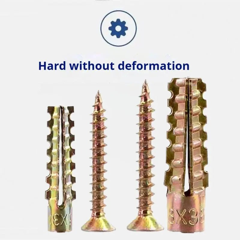 100pcsMetal Expansion Screws, Serrated BarbedCement Anchors anchors for drywall galvanized expansion bolts fixing curtain fixing curtain Heavy-duty steel wall anchor bolt screw kit for use with cement walls and hollow bricks expansion bolt wooden concrete