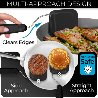 Spatula with adjustable angles, a must have kitchen gadget! Kitchen accessories should serve a purpose! Perfect for Air Fryers, griddles and everything in-between! Includes 2 Spatula heads made from PPSU - BPA/BPS and PFAS free. Non-Toxic