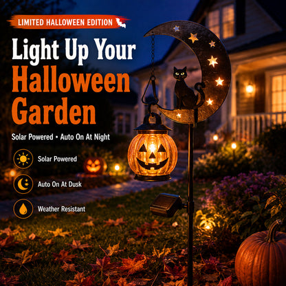 🔥Last Chance Before They're Gone! Solar Halloween Black Cat Moon Garden Stake Light 🎃🐈‍⬛🌙