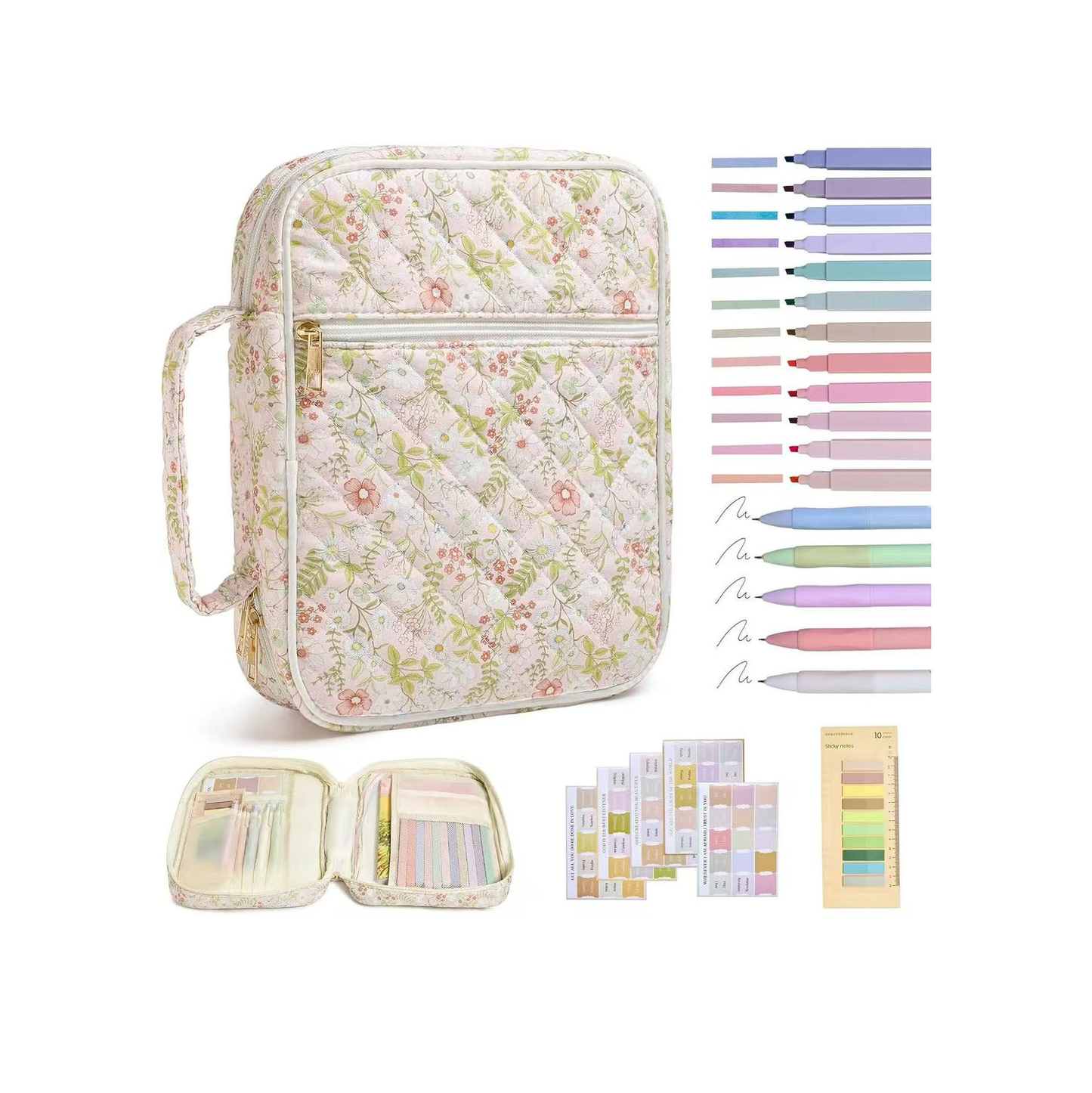 【Your Exclusive Discount】Bible Cover Case for Women Large Bible Bag, Bible Study Supplies Journaling Kit Quilted Church Bag with Handle, Puffer Carrying Case w/Tabs Accessories Easter Mothers Day Christian Gifts for Women Mom