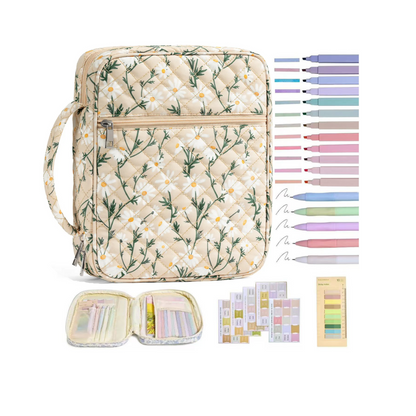 【Your Exclusive Discount】Bible Cover Case for Women Large Bible Bag, Bible Study Supplies Journaling Kit Quilted Church Bag with Handle, Puffer Carrying Case w/Tabs Accessories Easter Mothers Day Christian Gifts for Women Mom