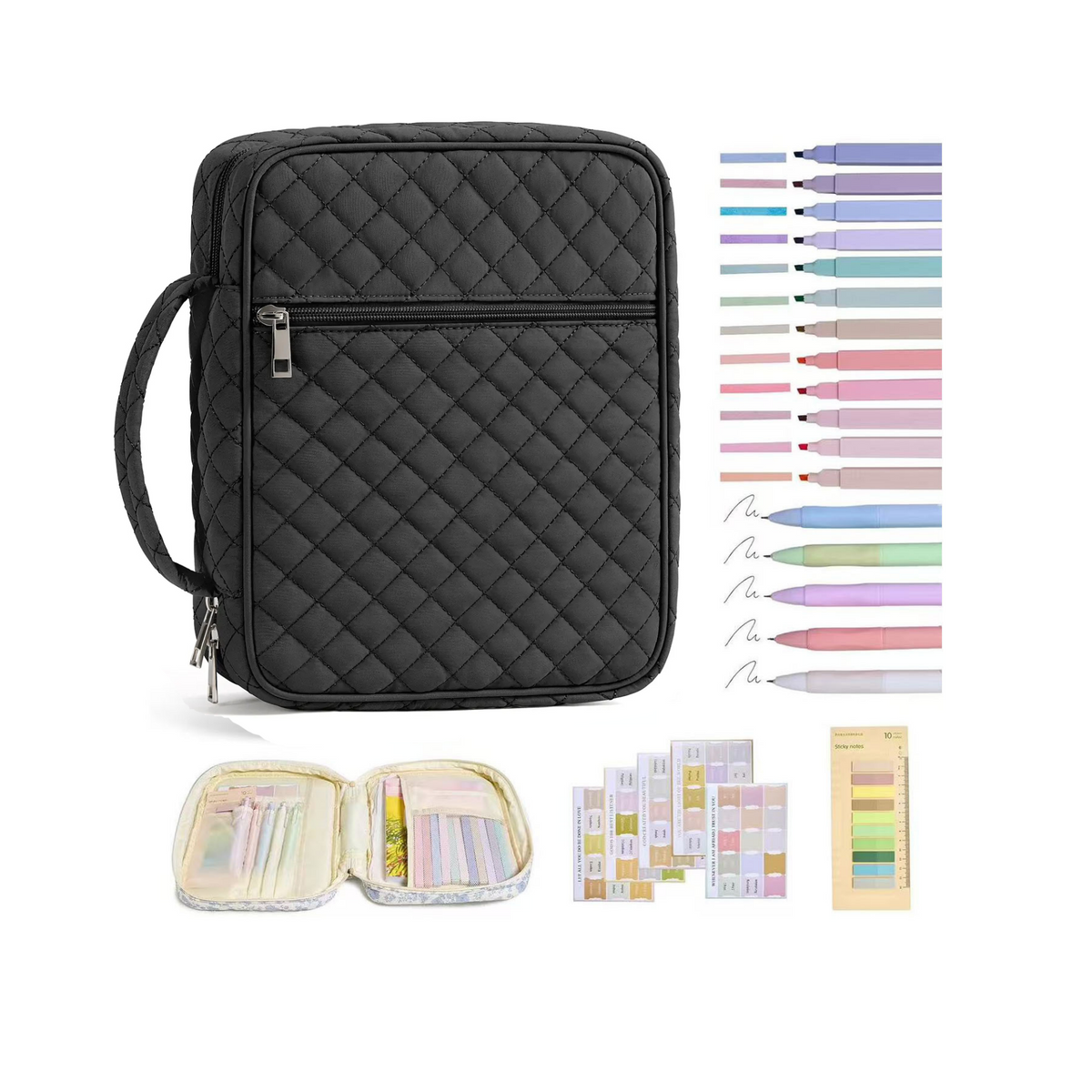 【Your Exclusive Discount】Bible Cover Case for Women Large Bible Bag, Bible Study Supplies Journaling Kit Quilted Church Bag with Handle, Puffer Carrying Case w/Tabs Accessories Easter Mothers Day Christian Gifts for Women Mom