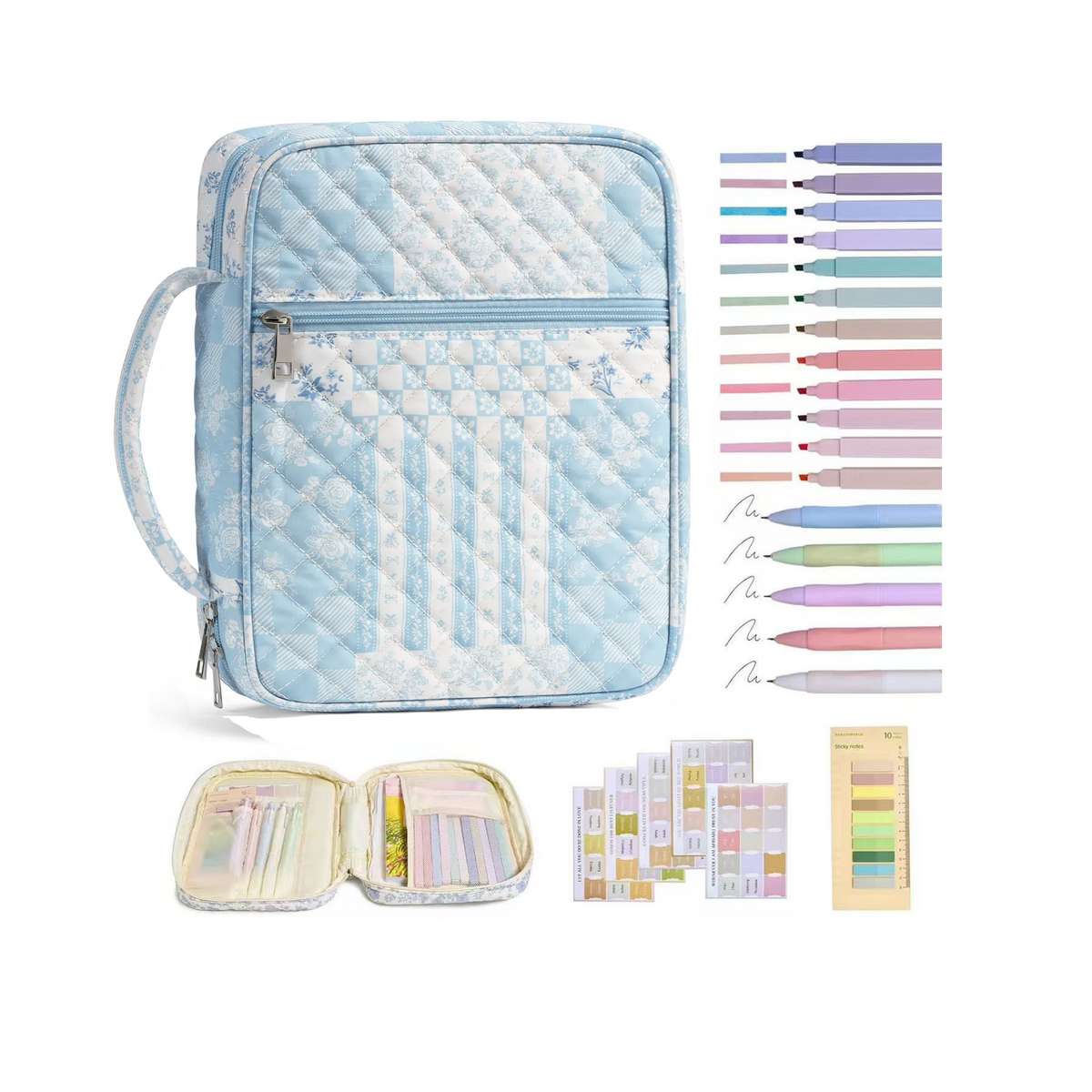 【Your Exclusive Discount】Bible Cover Case for Women Large Bible Bag, Bible Study Supplies Journaling Kit Quilted Church Bag with Handle, Puffer Carrying Case w/Tabs Accessories Easter Mothers Day Christian Gifts for Women Mom