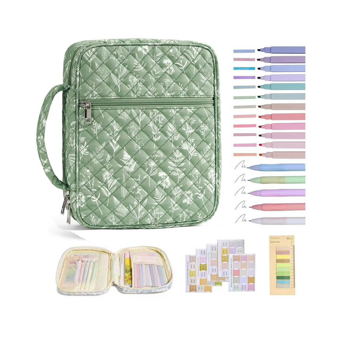 【Your Exclusive Discount】Bible Cover Case for Women Large Bible Bag, Bible Study Supplies Journaling Kit Quilted Church Bag with Handle, Puffer Carrying Case w/Tabs Accessories Easter Mothers Day Christian Gifts for Women Mom