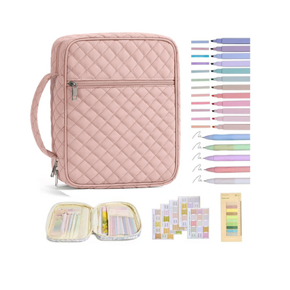 【Your Exclusive Discount】Bible Cover Case for Women Large Bible Bag, Bible Study Supplies Journaling Kit Quilted Church Bag with Handle, Puffer Carrying Case w/Tabs Accessories Easter Mothers Day Christian Gifts for Women Mom
