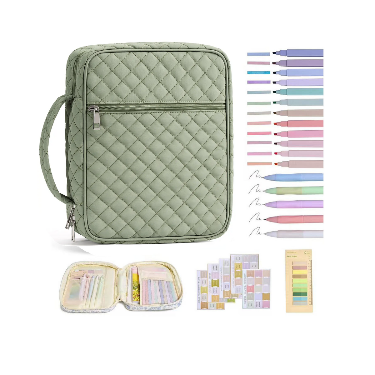 【Your Exclusive Discount】Bible Cover Case for Women Large Bible Bag, Bible Study Supplies Journaling Kit Quilted Church Bag with Handle, Puffer Carrying Case w/Tabs Accessories Easter Mothers Day Christian Gifts for Women Mom