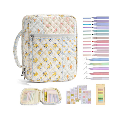 【Your Exclusive Discount】Bible Cover Case for Women Large Bible Bag, Bible Study Supplies Journaling Kit Quilted Church Bag with Handle, Puffer Carrying Case w/Tabs Accessories Easter Mothers Day Christian Gifts for Women Mom